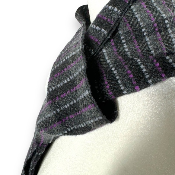 Avoca The Mill Lambswool Cashmere Chenille Blend Striped Scarf, Grey/Purple - Picture 10 of 11